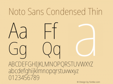 Noto Sans Condensed Thin Version 2.004 Font Sample