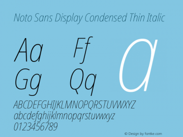 Noto Sans Display Condensed Thin Italic Version 2.003图片样张