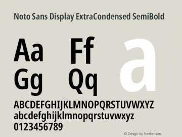 Noto Sans Display ExtraCondensed SemiBold Version 2.003 Font Sample