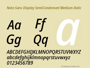 Noto Sans Display SemiCondensed Medium Italic Version 2.003; ttfautohint (v1.8.3) -l 8 -r 50 -G 200 -x 14 -D latn -f none -a qsq -X 