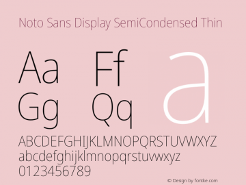 Noto Sans Display SemiCondensed Thin Version 2.003 Font Sample