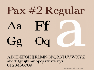 Pax #2 Regular Macromedia Fontographer 4.1.4 01‐11‐17 Font Sample