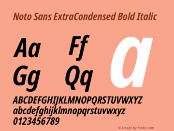 Noto Sans ExtraCondensed Bold Italic Version 2.004 Font Sample