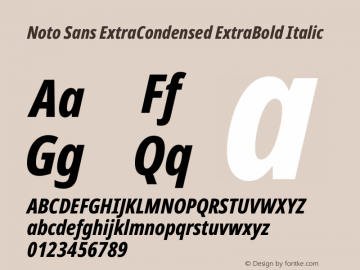 Noto Sans ExtraCondensed ExtraBold Italic Version 2.004 Font Sample