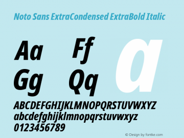 Noto Sans ExtraCondensed ExtraBold Italic Version 2.004 Font Sample