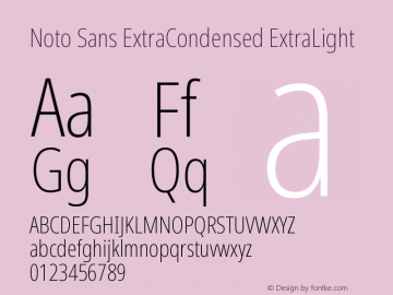 Noto Sans ExtraCondensed ExtraLight Version 2.004 Font Sample