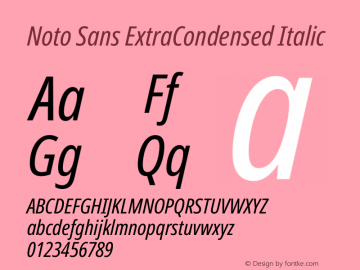 Noto Sans ExtraCondensed Italic Version 2.004 Font Sample