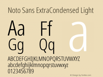 Noto Sans ExtraCondensed Light Version 2.004 Font Sample