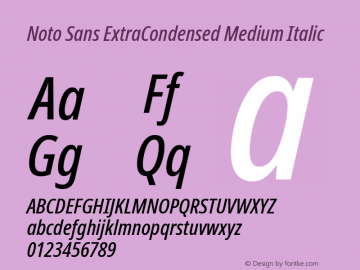 Noto Sans ExtraCondensed Medium Italic Version 2.004 Font Sample
