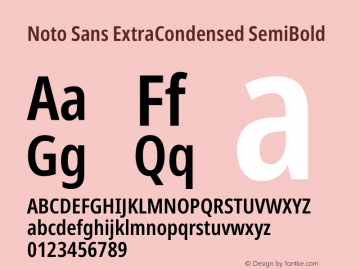 Noto Sans ExtraCondensed SemiBold Version 2.004 Font Sample