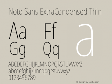 Noto Sans ExtraCondensed Thin Version 2.004 Font Sample