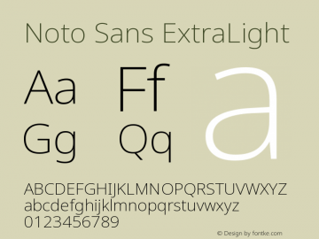Noto Sans ExtraLight Version 2.004 Font Sample