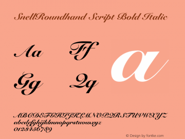 SnellRoundhand Script Bold Italic V.1.0 Font Sample