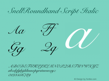 SnellRoundhand Script Italic OTF 1.0;PS 001.001;Core 1.0.22图片样张