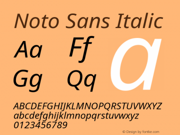 Noto Sans Italic Version 2.004 Font Sample