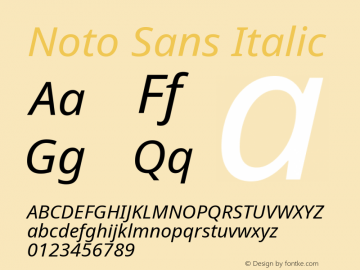 Noto Sans Italic Version 2.004 Font Sample