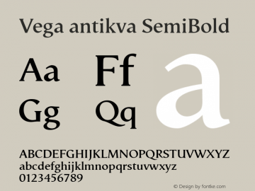 Vega antikva SemiBold Macromedia Fontographer 4.1.4 01‐11‐17 Font Sample