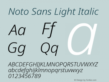 Noto Sans Light Italic Version 2.004 Font Sample