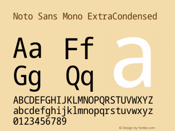 Noto Sans Mono ExtraCondensed Version 2.006 Font Sample