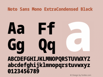 Noto Sans Mono ExtraCondensed Black Version 2.006 Font Sample