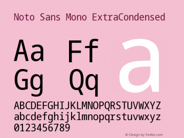 Noto Sans Mono ExtraCondensed Version 2.006 Font Sample