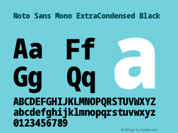 Noto Sans Mono ExtraCondensed Black Version 2.006 Font Sample