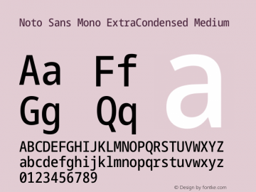 Noto Sans Mono ExtraCondensed Medium Version 2.006 Font Sample