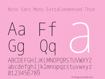 Noto Sans Mono ExtraCondensed Thin Version 2.006图片样张