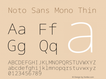 Noto Sans Mono Thin Version 2.006 Font Sample