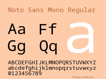 Noto Sans Mono Regular Version 2.006 Font Sample