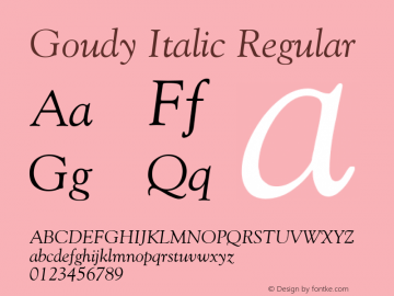 Goudy Italic Regular V.1.0图片样张