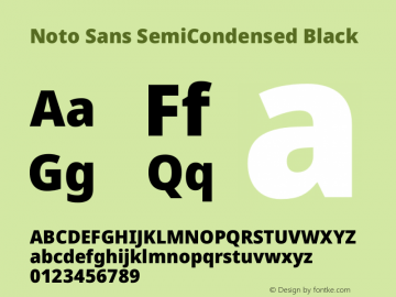 Noto Sans SemiCondensed Black Version 2.004 Font Sample