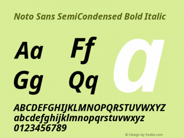 Noto Sans SemiCondensed Bold Italic Version 2.004图片样张