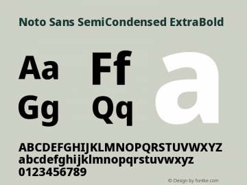 Noto Sans SemiCondensed ExtraBold Version 2.004 Font Sample