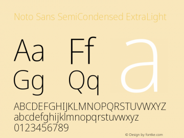 Noto Sans SemiCondensed ExtraLight Version 2.004 Font Sample