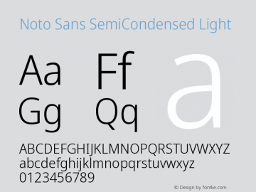 Noto Sans SemiCondensed Light Version 2.004 Font Sample