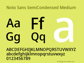 Noto Sans SemiCondensed Medium Version 2.004 Font Sample