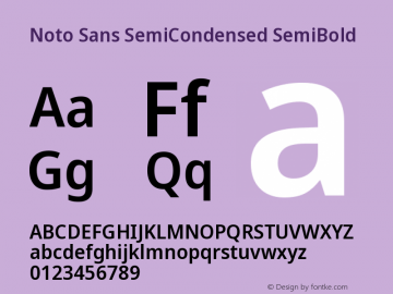 Noto Sans SemiCondensed SemiBold Version 2.004 Font Sample