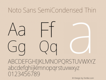 Noto Sans SemiCondensed Thin Version 2.004 Font Sample