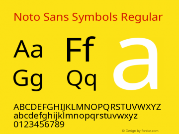Noto Sans Symbols Regular Version 2.001 Font Sample