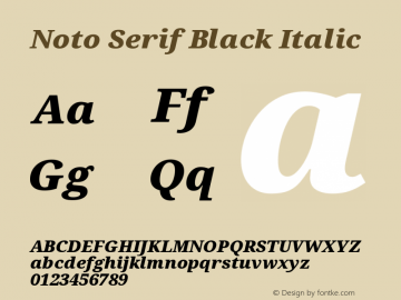 Noto Serif Black Italic Version 2.004 Font Sample