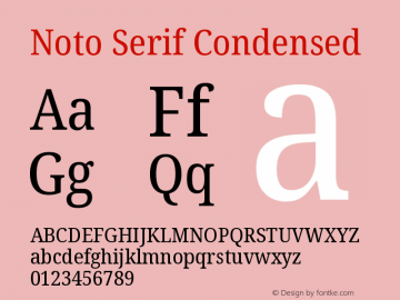 Noto Serif Condensed Version 2.004 Font Sample
