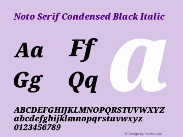 Noto Serif Condensed Black Italic Version 2.004图片样张