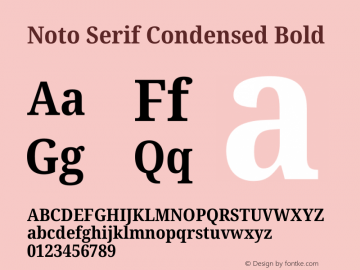Noto Serif Condensed Bold Version 2.004 Font Sample
