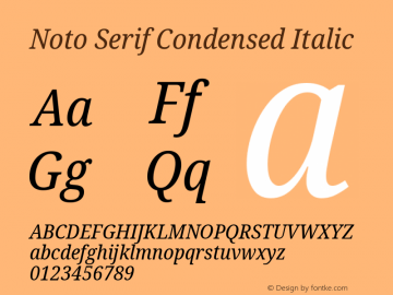 Noto Serif Condensed Italic Version 2.004 Font Sample