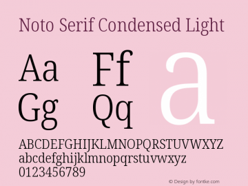 Noto Serif Condensed Light Version 2.004 Font Sample