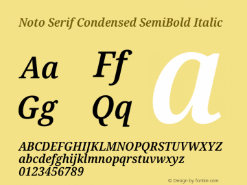 Noto Serif Condensed SemiBold Italic Version 2.004图片样张