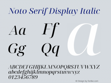 Noto Serif Display Italic Version 2.003 Font Sample