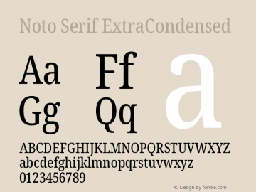 Noto Serif ExtraCondensed Version 2.004 Font Sample