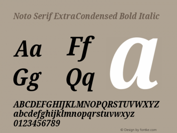 Noto Serif ExtraCondensed Bold Italic Version 2.004; ttfautohint (v1.8.3) -l 8 -r 50 -G 200 -x 14 -D latn -f none -a qsq -X 